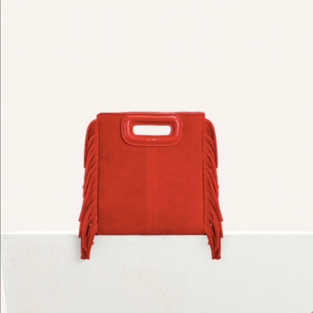 MAJE mini fringed suede cross-body bag.